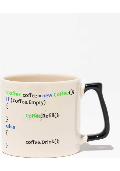 Coffee Java Baskılı | Yazılmcı Mühendis Hediyelik | Siyah Kulplu Modern Seramik Kupa