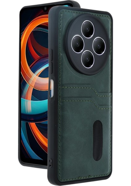 Xiaomi Redmi 14C Kılıf Sara Kartvizitli Deri Kılıf - Koyu Yeşil Zrnet