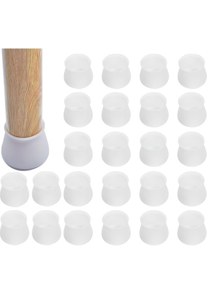 24 Adet Sandalye Kaydırmaz Çizmez Ayak Pabucu Çizilme Önleyici Sehpa Masa Yatak