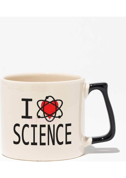 I Love Science Baskılı | Hediyelik | Siyah Kulplu Modern Seramik Kupa
