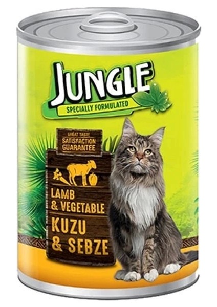 Jungle Kuzu Etli ve Sebzeli Yetişkin Konserve Kedi Maması 415 gr