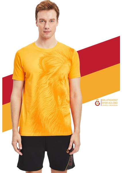 Orijinal Lisanslı Aslan Baskılı Sarı T-Shirt