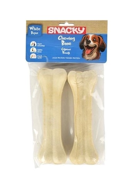 Snacky Beyaz Preslenmiş Yüksek Proteinli Köpek Çiğneme Kemiği 2 Adet 145 gr