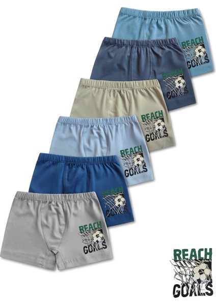 %95 Pamuklu Erkek Çocuk Süprem Penye Boxer Külot Iç Çamaşır 6lı Set