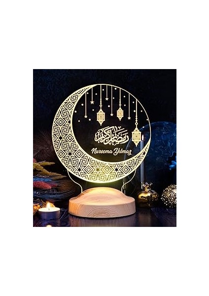 Dini Hediye Hilal & Kandil Tasarımlı Hediyelik Gece Lambasıled Lamba, Kandilli Ramazan Hediyeleri