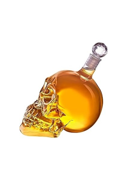 Senon Crystal Head Kuru Kafa Cam Şişe El Yapımı Kuru Kafa Sürahi Içki Şişesi (550 Ml)