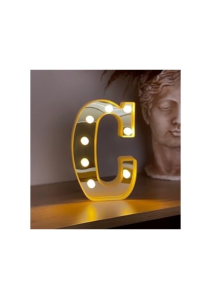 Giftmoda 3D Işıklı LED Harf Dekoratif Aydınlatma Büyük Boy C