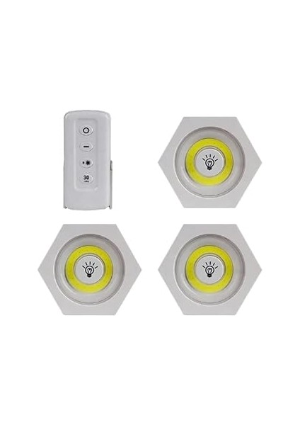 Senon Watton 3'lü LED Lamba, Uzaktan Kumandalı Spot Lamba, Dolap Altı Lamba, Kiler Aydınlatma Lamba