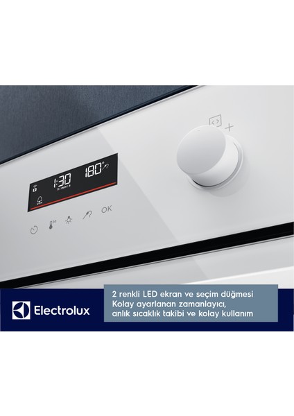 EOD6F77WV 600 Serisi Steambake Buhar Ilaveli Katalitik ve Aquaclean Temizlemeli 72 Lt A+ Wi-Fi Beyaz Cam Ankastre Fırın