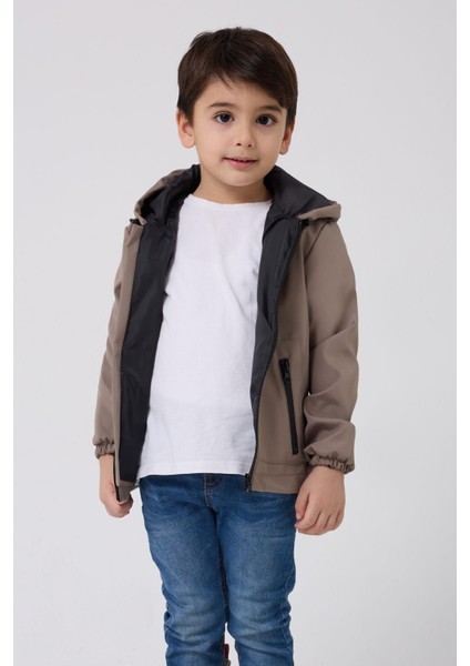 Spor Erkek Çocuk Mürdüm Astarlı Su ve Rüzgar Geçirmez Kapüşonlu Çift Fermuarlı Yağmurluk modelleri