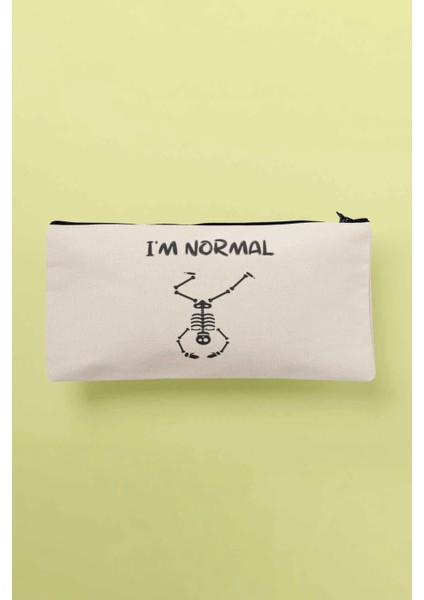 I'm Normal Baskılı Bez Makyaj Çantası Kalemlik Cüzdan