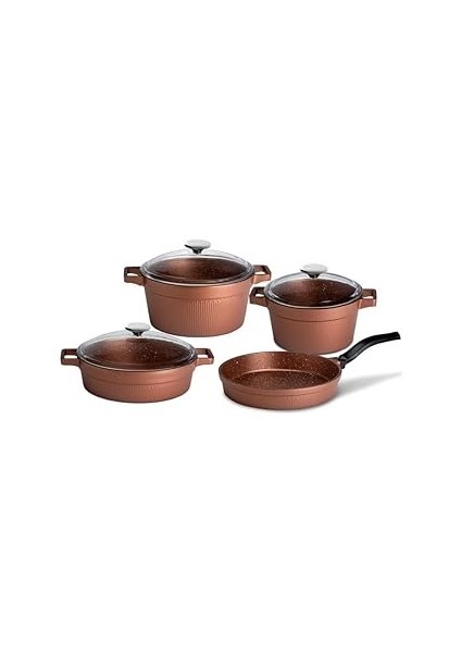 Cem Grani̇t 7 Prçgold Rose Set (TENCERE20+24/K.YARIK26/TAVA26)
