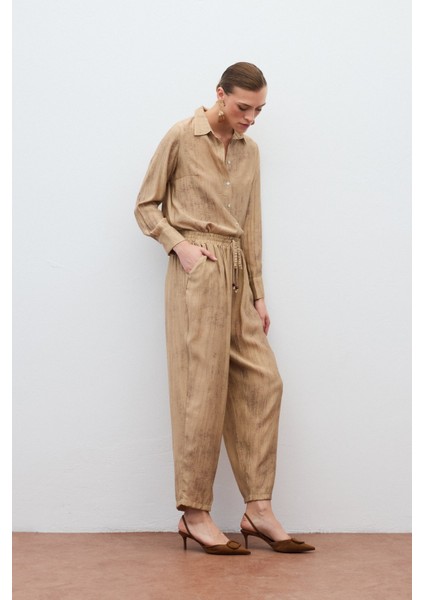 Batık Desenli Pantolon - Camel modelleri