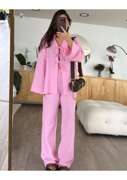 Pembe Müslin Bağlama Detaylı Takım fiyatları