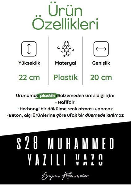 S28 Muhammed Yazılı Vazo - Dekor - Dekoratif Obje fiyatları