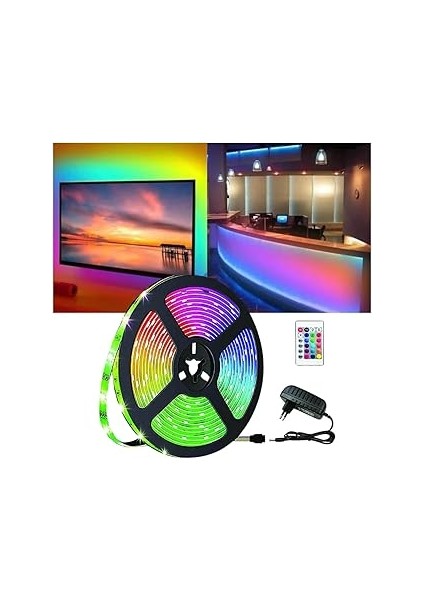 5m Rgb LED Şerit Uzaktan Kumandalı Dekoratif LED Iç Mekan Işığı