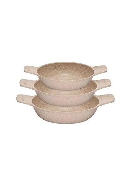 Thermoad | Güveç Sahan Set | Döküm Kendinden Saplı | 3 Parça | Vizon | 18CM-20CM-22CM
