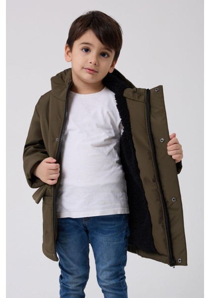 Spor Erkek Çocuk Taba Kürklü Su ve Rüzgar Geçirmez Kapüşonlu 3 Mont Parka modelleri