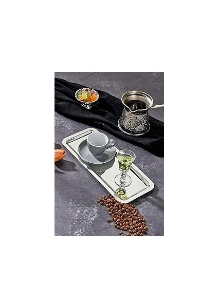 Mayaglory Elegante Baton Serisi Krom Sunum Tepsisi, Söz Nişan Tepsisi, 33X13CM, Avangart Dizayn, Te