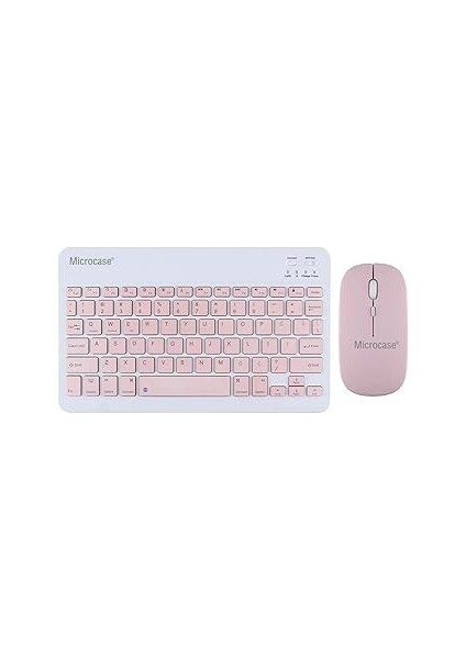 Microcase Tablet ve Telefonlar Türkçe Q Bluetooth Klavye ve Mouse Set - AL3476 (Pembe)