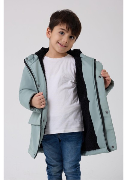 Spor Erkek Çocuk Taba Kürklü Su ve Rüzgar Geçirmez Kapüşonlu 3 Mont Parka