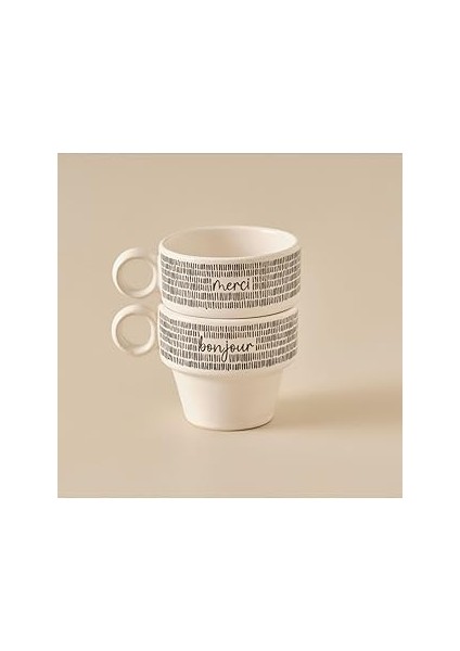 Bella Maison Merci Espresso Seramik 2'li Kahve Fincanı Seti Siyah (105 Cc)