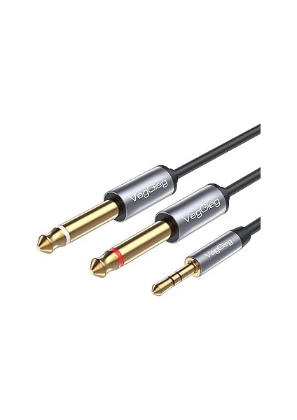 3.5mm To 6.35mm 2*Mono Amfi Enstrüman Aux Ses Kablosu 1.8 Metre