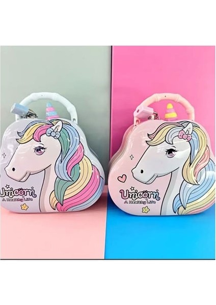 Unicorn Desenli Metal Kilitli Kumbara