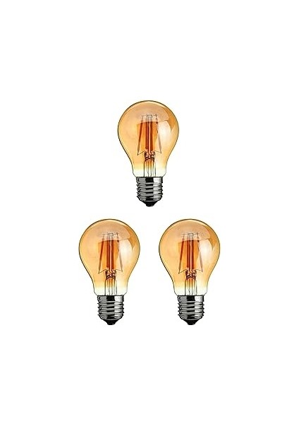 Rustik 4W A60 LED Filament Ampul E27 Sarı Işık Dekoratif Vintage Aydınlatma (3, Amber Cam)