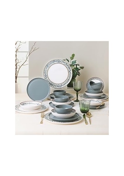 Keramika Green Frame Yemek Takımı 24 Parça 6 Kişilik 21635-36