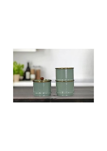 Pr Home Soft Green Emaye Katlı Baharatlık Seti