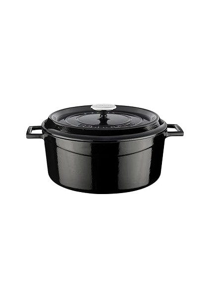 Döküm Yuvarlak Tencere, Trendy, 28 Cm, 6.71 L Hacim, Siyah