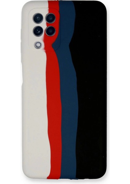 Newface Samsung Galaxy A22 Kılıf Ebruli Lansman Silikon - Beyaz-Siyah