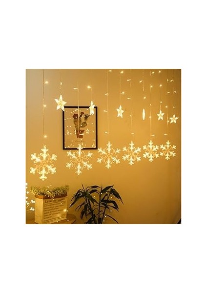 Hidz Perde LED Kar Tanesi Dekorlu