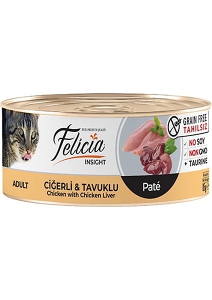 Felicia Tahılsız Ciğerli Tavuklu Kıyılmış Yetişkin Konserve Kedi Maması 85 gr