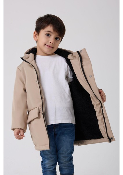 Spor Erkek Çocuk Taba Kürklü Su ve Rüzgar Geçirmez Kapüşonlu 3 Mont Parka modelleri