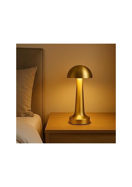 Atina Gold Şarjlı Dokunmatik Masa Lambası - LED Işıklı, 3 Renk Seçeneği, Taşınabilir ve USB Şarjlı,