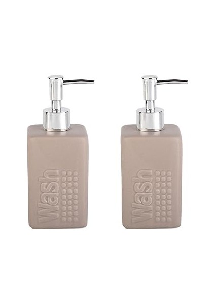 Bosphorus Homi Banyo Seti̇ Serami̇k Sivi Sabunluk 2 Adet Bej Modern 7X7X17CM 300ML