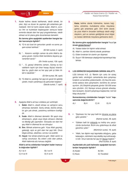 Motivasyon 8. Sınıf Din Kültürü ve Ahlak Bilgisi Soru Bankası modelleri