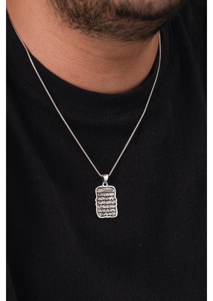 925 Ayar Gümüş Ayetel Kürsi Ayet Dikdörtgen Model Kolye fiyatları