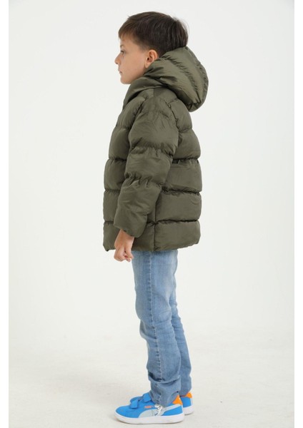 Erkek Çocuk Polarlı Kapüşonlu Su Geçirmez Rüzgara Dayanıklı Cepli Şişme Kışlık Mont fırsatları