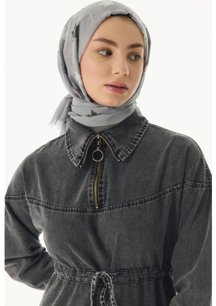 Zeta Gri Yaprak Desen Pamuklu Şal fiyatları