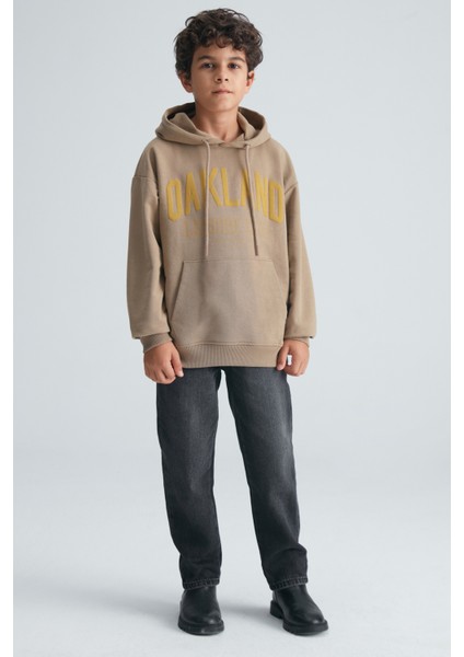 Roy Erkek Çocuk %100 Pamuk Kapüşonlu Vizon Sweatshirt