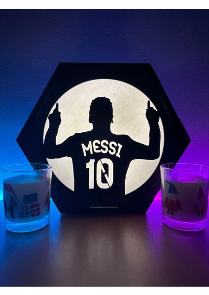 Şık Beyaz Messi Masaüstü Dekoratif Lamba, Spor ve Modern Tarz Için Ideal