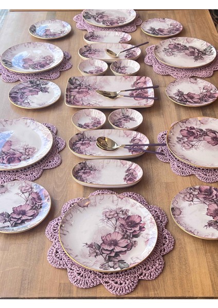 Kahvaltı Takımı Purple Rose 32 Parça 6 Kişilik