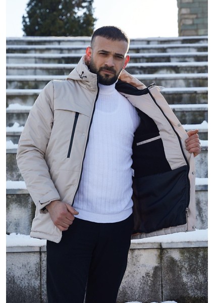 Spor Erkek Polarlı Kürklü Su ve Rüzgar Geçirmez Kapüşonlu Mont Parka fiyatları