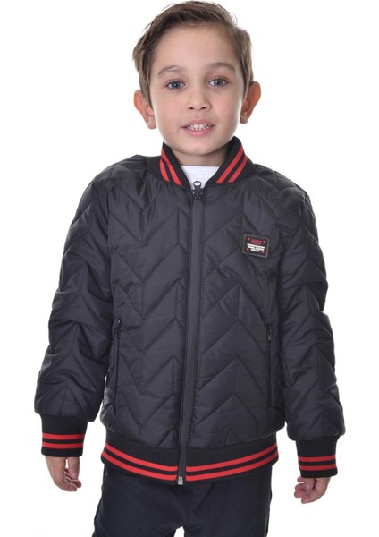 Erkek Çocuk Kolej Yaka Astarlı Su ve Rüzgar Geçirmez Fermuarlı Cep Mont Ceket