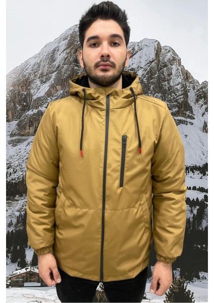 Erkek Kürklü Su ve Rüzgar Geçirmez Kapüşonlu Kışlık Mont & Kaban & Parka