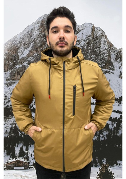 Erkek Kürklü Su ve Rüzgar Geçirmez Kapüşonlu Kışlık Mont & Kaban & Parka