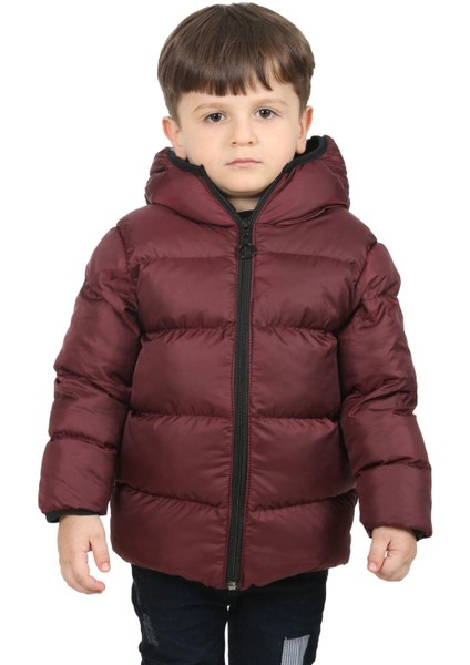 Erkek Çocuk Polarlı Kapüşonlu Su Geçirmez Rüzgara Dayanıklı Şişme Kışlık Mont & Kaban